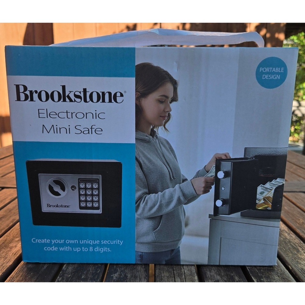 Brookstone Electronic Mini Safe Digital Steel Lockbox New in Box